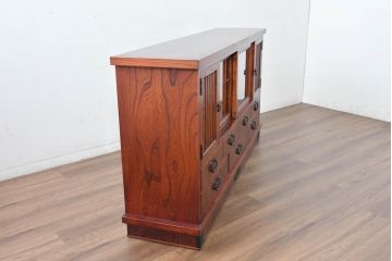 中古　美品　力強い杢目が目を引く岩谷堂箪笥サイドボード(収納棚、戸棚、引き出し、食器棚、カップボード、サイドキャビネット)(R-082066)