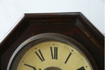 和製アンティーク　レトロな佇まいが味わい深い八角時計(柱時計、掛け時計、古時計、振り子時計)(R-082070)