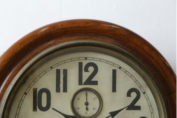 和製アンティーク　明治大正期　愛知県時計製造共同組合(AICHIKEN CLOCK-MAKERS' UNION'S MARK) シンプルな丸いフォルムのレトロな掛け時計(古時計、柱時計)(R-082071)