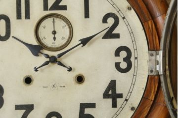 和製アンティーク　明治大正期　愛知県時計製造共同組合(AICHIKEN CLOCK-MAKERS' UNION'S MARK) シンプルな丸いフォルムのレトロな掛け時計(古時計、柱時計)(R-082071)