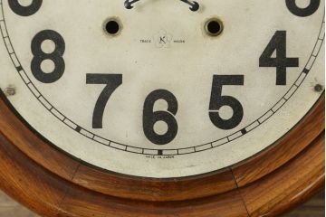 和製アンティーク　明治大正期　愛知県時計製造共同組合(AICHIKEN CLOCK-MAKERS' UNION'S MARK) シンプルな丸いフォルムのレトロな掛け時計(古時計、柱時計)(R-082071)