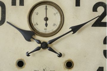 和製アンティーク　明治大正期　愛知県時計製造共同組合(AICHIKEN CLOCK-MAKERS' UNION'S MARK) シンプルな丸いフォルムのレトロな掛け時計(古時計、柱時計)(R-082071)