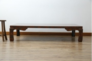 中古　美品　東北　津軽塗り　唐塗り　隅々まで意匠を凝らした上質で美しい漆塗りの座卓　(R-082076)