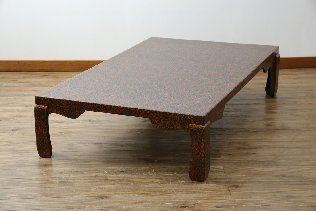 中古　美品　東北　津軽塗り　唐塗り　隅々まで意匠を凝らした上質で美しい漆塗りの座卓　(R-082076)