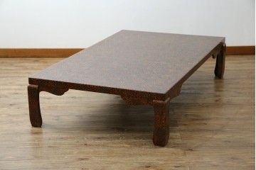 中古　美品　東北　津軽塗り　唐塗り　隅々まで意匠を凝らした上質で美しい漆塗りの座卓　(R-082076)