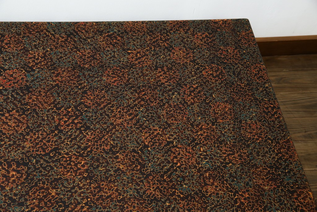 中古　美品　東北　津軽塗り　唐塗り　隅々まで意匠を凝らした上質で美しい漆塗りの座卓　(R-082076)