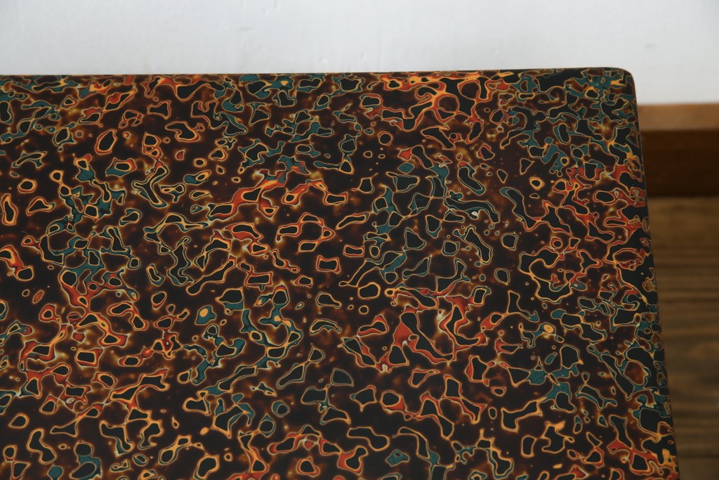 中古　美品　東北　津軽塗り　唐塗り　隅々まで意匠を凝らした上質で美しい漆塗りの座卓　(R-082076)