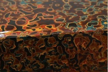 中古　美品　東北　津軽塗り　唐塗り　隅々まで意匠を凝らした上質で美しい漆塗りの座卓　(R-082076)