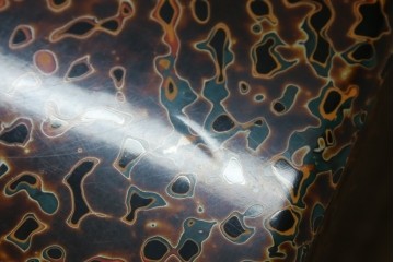 中古　美品　東北　津軽塗り　唐塗り　隅々まで意匠を凝らした上質で美しい漆塗りの座卓　(R-082076)