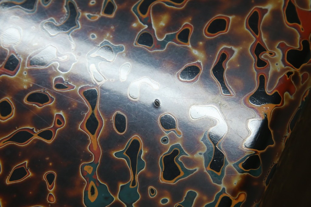 中古　美品　東北　津軽塗り　唐塗り　隅々まで意匠を凝らした上質で美しい漆塗りの座卓　(R-082076)