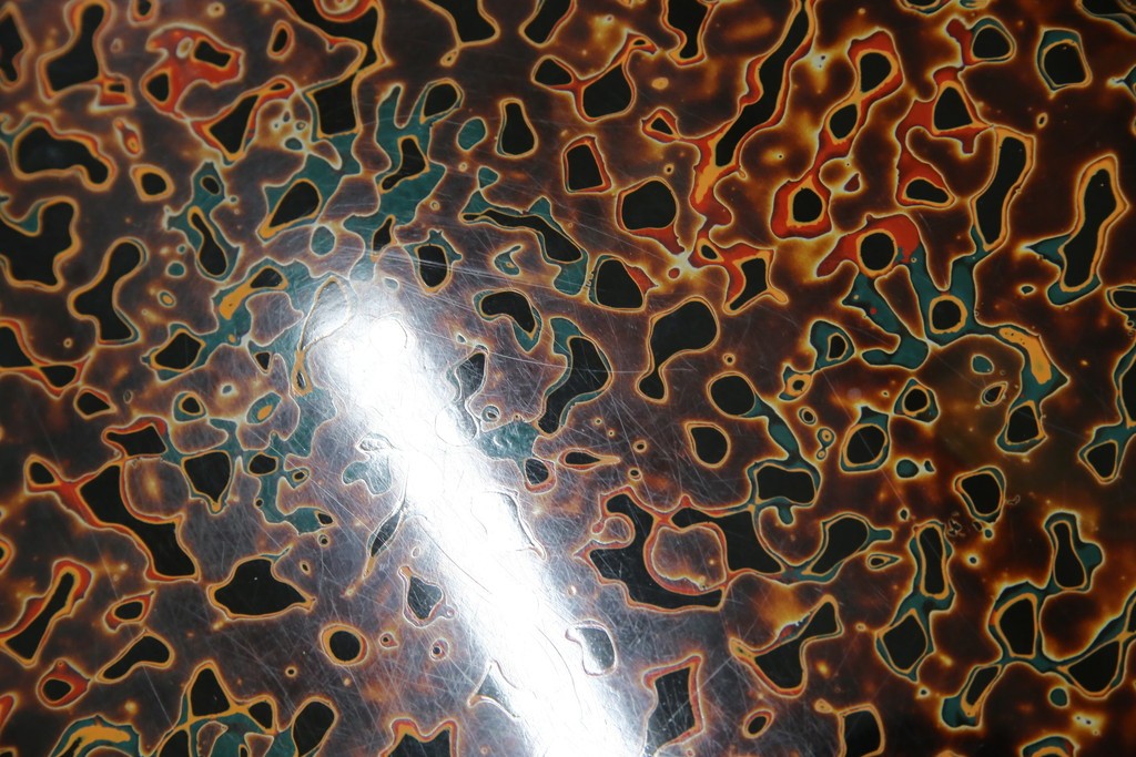 中古　美品　東北　津軽塗り　唐塗り　隅々まで意匠を凝らした上質で美しい漆塗りの座卓　(R-082076)