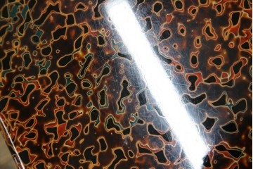 中古　美品　東北　津軽塗り　唐塗り　隅々まで意匠を凝らした上質で美しい漆塗りの座卓　(R-082076)