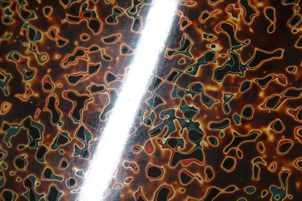 中古　美品　東北　津軽塗り　唐塗り　隅々まで意匠を凝らした上質で美しい漆塗りの座卓　(R-082076)