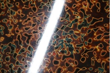 中古　美品　東北　津軽塗り　唐塗り　隅々まで意匠を凝らした上質で美しい漆塗りの座卓　(R-082076)