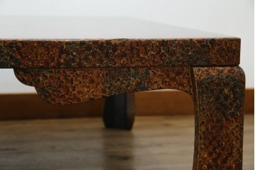 中古　美品　東北　津軽塗り　唐塗り　隅々まで意匠を凝らした上質で美しい漆塗りの座卓　(R-082076)