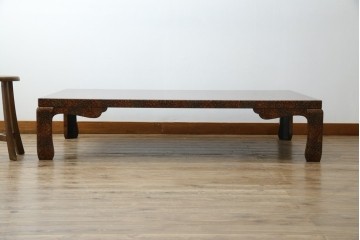 中古　美品　東北　津軽塗り　唐塗り　隅々まで意匠を凝らした上質で美しい漆塗りの座卓　(R-082076)