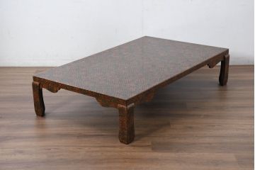 中古　美品　東北　津軽塗り　唐塗り　隅々まで意匠を凝らした上質で美しい漆塗りの座卓(ローテーブル、センターテーブル、リビングテーブル)(R-082076)