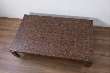中古　美品　東北　津軽塗り　唐塗り　隅々まで意匠を凝らした上質で美しい漆塗りの座卓(ローテーブル、センターテーブル、リビングテーブル)(R-082076)