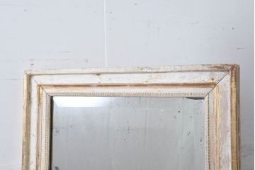 フランスアンティーク　シャビーな風合いがおしゃれな縦型フレンチミラー(姿見、ウォールミラー、壁掛け鏡)(R-082078)