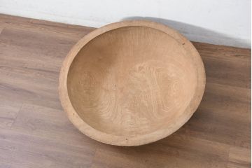 和製アンティーク　希少サイズ　超特大!!　2尺7寸　2.7寸　約102cm　木地仕上げ　杢目の良い白木こね鉢(こね鉢、ディスプレイボウル、店舗什器)(R-082085)