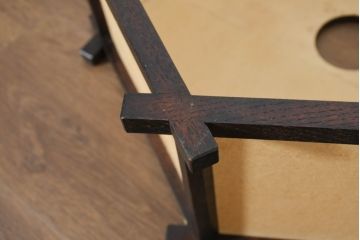 和製ビンテージ　欅(ケヤキ)材　民芸　六角行燈(あんどん)の天井照明シェード(ランプシェード、ペンダントライト、吊り下げ照明、ヴィンテージ)(R-082086)