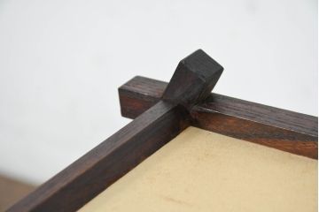 和製ビンテージ　欅(ケヤキ)材　民芸　六角行燈(あんどん)の天井照明シェード(ランプシェード、ペンダントライト、吊り下げ照明、ヴィンテージ)(R-082086)