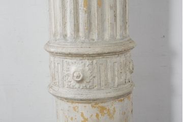 ジャンク品　フランスアンティーク　特大!!　クラシカルな空間を演出する石膏装飾のフレンチピラー2本セット(飾り柱、ディスプレイ、アンティーク柱、ギリシャ柱)(R-082094)