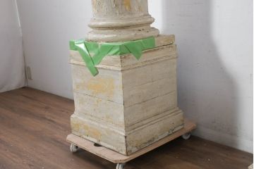 ジャンク品　フランスアンティーク　特大!!　クラシカルな空間を演出する石膏装飾のフレンチピラー2本セット(飾り柱、ディスプレイ、アンティーク柱、ギリシャ柱)(R-082094)