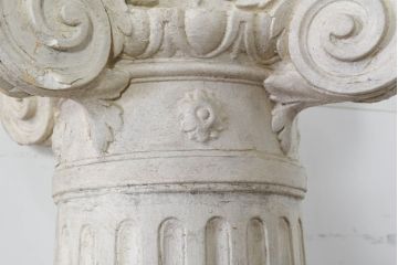 ジャンク品　フランスアンティーク　特大!!　クラシカルな空間を演出する石膏装飾のフレンチピラー2本セット(飾り柱、ディスプレイ、アンティーク柱、ギリシャ柱)(R-082094)