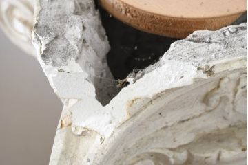 ジャンク品　フランスアンティーク　特大!!　クラシカルな空間を演出する石膏装飾のフレンチピラー2本セット(飾り柱、ディスプレイ、アンティーク柱、ギリシャ柱)(R-082094)