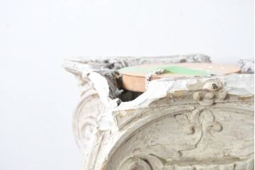 ジャンク品　フランスアンティーク　特大!!　クラシカルな空間を演出する石膏装飾のフレンチピラー2本セット(飾り柱、ディスプレイ、アンティーク柱、ギリシャ柱)(R-082094)