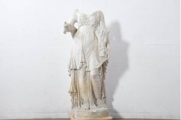 ジャンク品　ヨーロッパアンティーク　ギリシャ?　ローマ?　時を超えて佇む石膏像(オブジェ、店舗什器、ディスプレイ)(R-082096)
