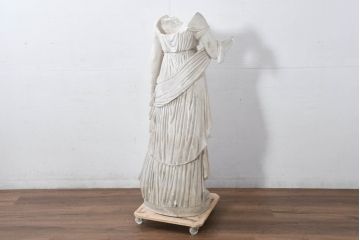 ジャンク品　ヨーロッパアンティーク　ギリシャ?　ローマ?　時を超えて佇む石膏像(オブジェ、店舗什器、ディスプレイ)(R-082096)