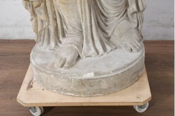 ジャンク品　ヨーロッパアンティーク　ギリシャ?　ローマ?　時を超えて佇む石膏像(オブジェ、店舗什器、ディスプレイ)(R-082096)