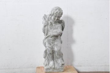 フランスアンティーク　微笑みをたたえる天使像(陶器像)　(R-082097)