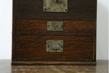 和製アンティーク　希少　上手物　楢(ナラ)材　レトロな雰囲気が素敵な作りの良い薬箱　(R-082099)