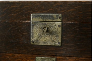 和製アンティーク　希少　上手物　楢(ナラ)材　レトロな雰囲気が素敵な作りの良い薬箱　(R-082099)