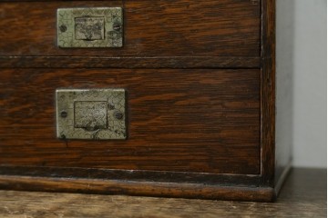 和製アンティーク　希少　上手物　楢(ナラ)材　レトロな雰囲気が素敵な作りの良い薬箱　(R-082099)