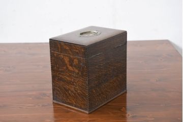 和製アンティーク　希少　上手物　楢(ナラ)材　レトロな雰囲気が素敵な作りの良い薬箱(小引き出し、木箱、小物収納箱)(R-082099)