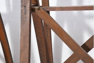 フランスアンティーク　希少!!　使い込まれた風合いが歴史を感じる作りの良い作業台の脚2点セット(ソーホース、SAWHORSE、DIY、材料、テーブル脚、高さ調整可能)(R-082102)