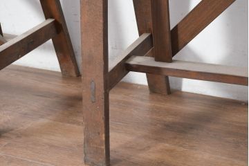 フランスアンティーク　希少!!　使い込まれた風合いが歴史を感じる作りの良い作業台の脚2点セット(ソーホース、SAWHORSE、DIY、材料、テーブル脚、高さ調整可能)(R-082102)