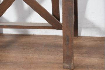 フランスアンティーク　希少!!　使い込まれた風合いが歴史を感じる作りの良い作業台の脚2点セット(ソーホース、SAWHORSE、DIY、材料、テーブル脚、高さ調整可能)(R-082102)