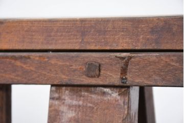 フランスアンティーク　希少!!　使い込まれた風合いが歴史を感じる作りの良い作業台の脚2点セット(ソーホース、SAWHORSE、DIY、材料、テーブル脚、高さ調整可能)(R-082102)