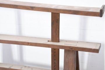 フランスアンティーク　希少!!　使い込まれた風合いが歴史を感じる作りの良い作業台の脚2点セット(ソーホース、SAWHORSE、DIY、材料、テーブル脚、高さ調整可能)(R-082102)