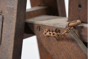 フランスアンティーク　希少!!　使い込まれた風合いが歴史を感じる作りの良い作業台の脚2点セット(ソーホース、SAWHORSE、DIY、材料、テーブル脚、高さ調整可能)(R-082102)