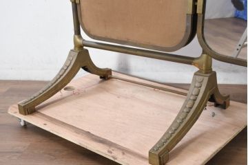 フランスアンティーク　最高級!!　真鍮(しんちゅう)フレームがおしゃれな等身サイズの三面鏡(鏡、姿見、店舗什器)(R-082103)