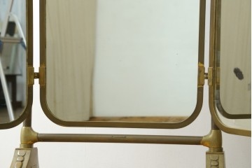 フランスアンティーク　最高級!!　真鍮(しんちゅう)フレームがおしゃれな等身サイズの三面鏡　(R-082103)