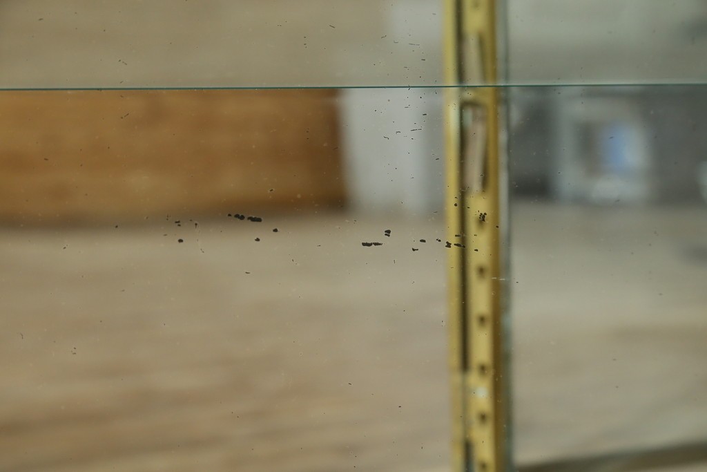 フランスアンティーク　高級品　真鍮(しんちゅう)フレーム　曲げガラス天板のおしゃれなガラスケース　(R-082104)