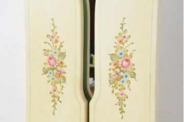 イタリアビンテージ　ハンドペイント　ロココ調　キドニーデザイン　空間に柔らかな印象を与えるドレッサーとスツールのセット(化粧台、鏡台、ミラー、イス、椅子、ヴィンテージ)(R-082106)