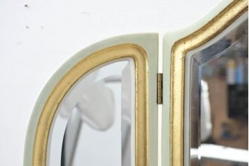 イタリアビンテージ　ハンドペイント　ロココ調　キドニーデザイン　空間に柔らかな印象を与えるドレッサーとスツールのセット(化粧台、鏡台、ミラー、イス、椅子、ヴィンテージ)(R-082106)